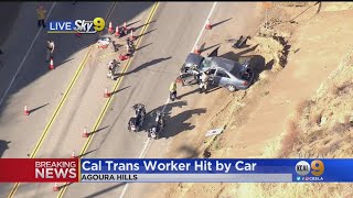 Caltrans Worker Hurt After 2 Vehicles Collide In Agoura Hills