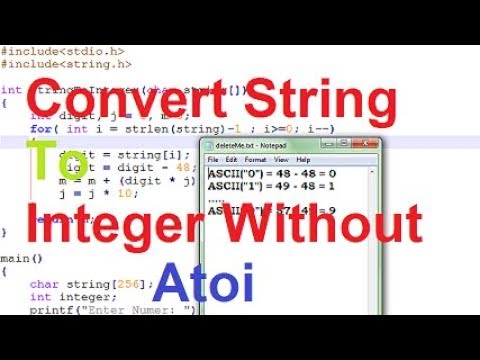 Convert String To Integer In C Without Atoi - Youtube