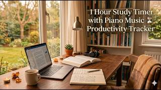 1 Hour Study Timer with Piano Music ⏳ Productivity Tracker
