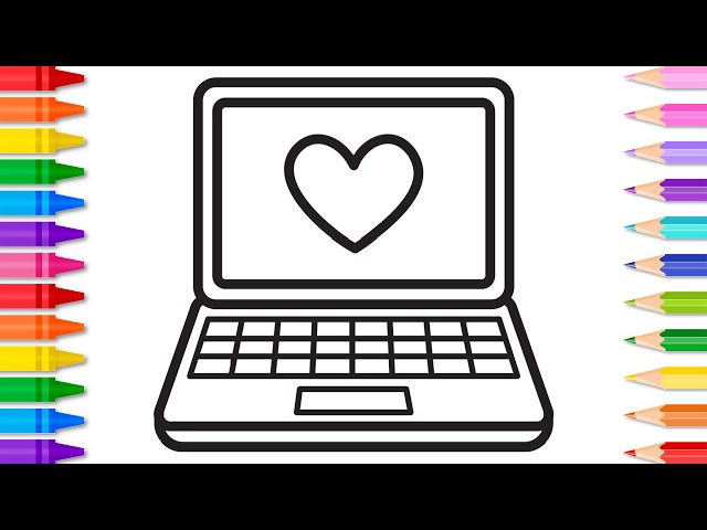 Outline drawing laptop Royalty Free Vector Image