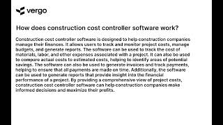 Construction Cost Control Software Explained
