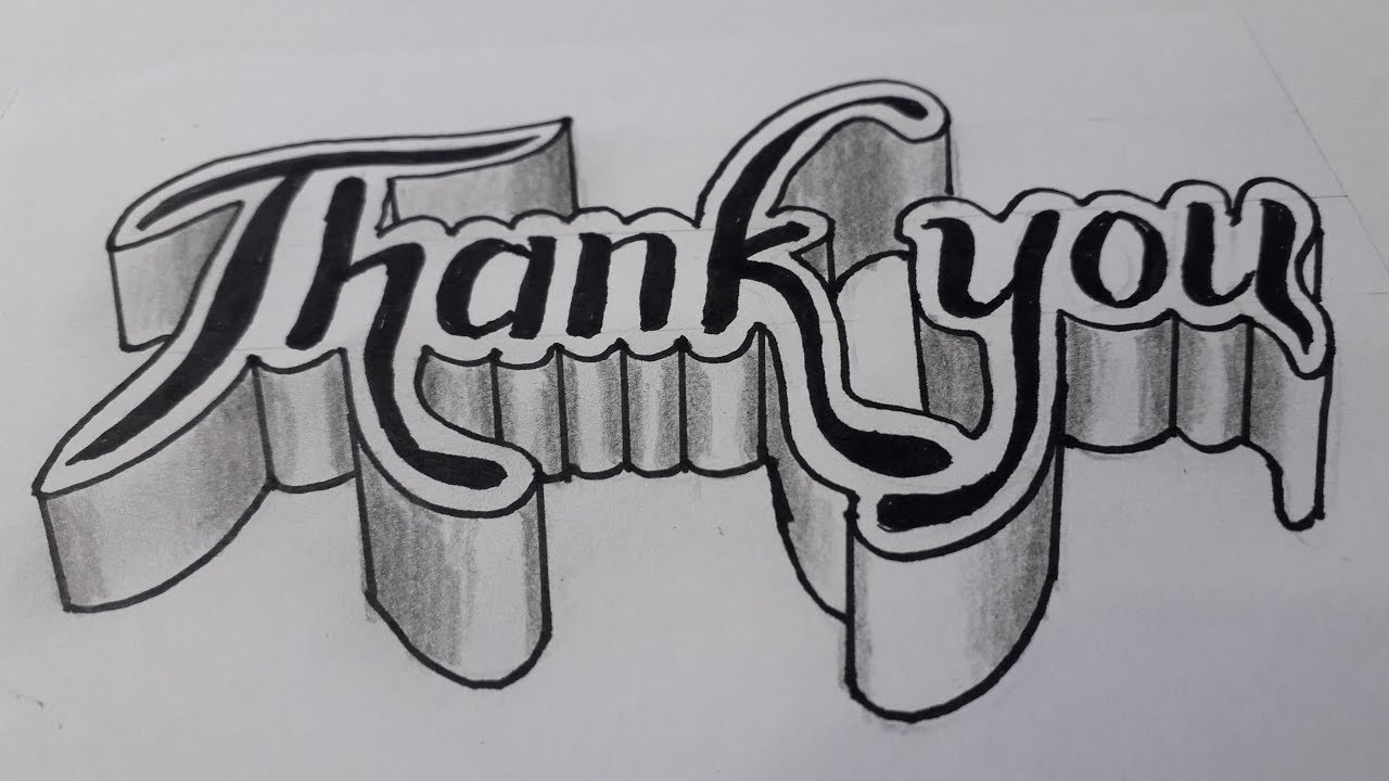 Vector illustration of sketch 'thank you' text with floral frame. | CanStock