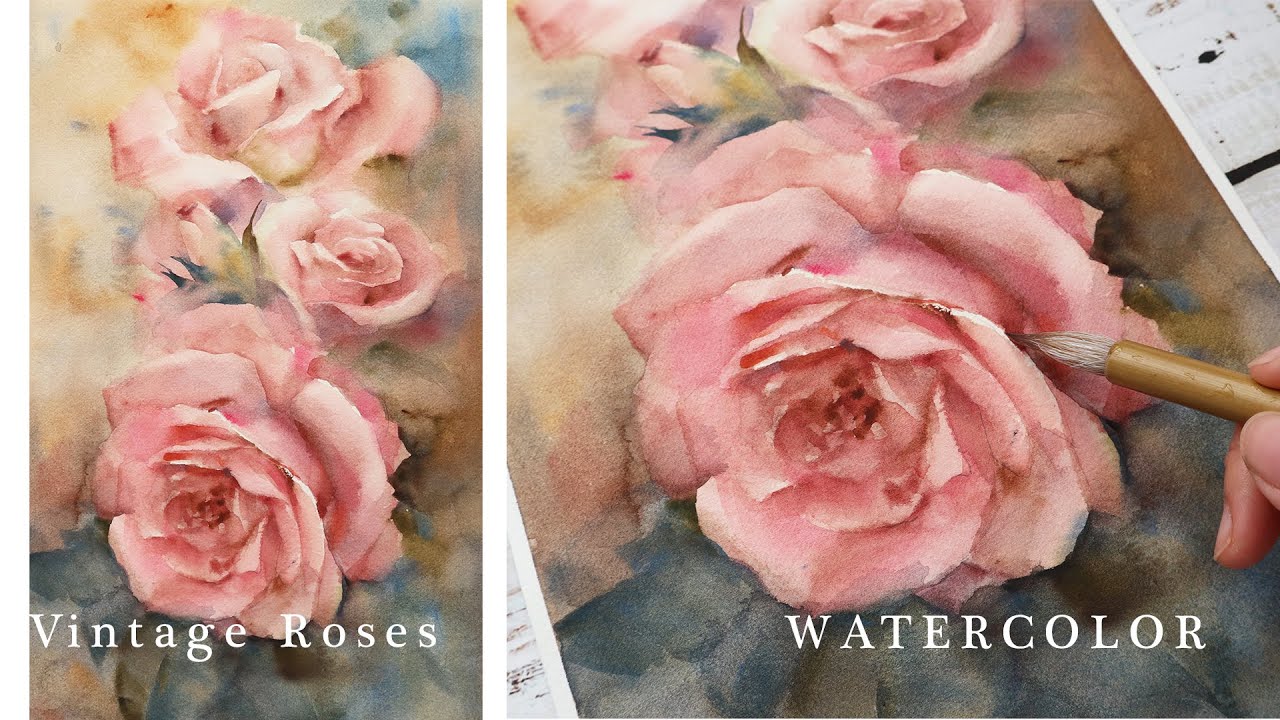 Vintage Roses Watercolor Painting Tutorial Youtube