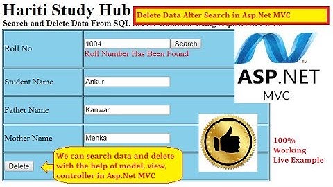 Best Way to Delete Data After Search in Asp.Net MVC with SQL Database | Hindi | Free Online Classes