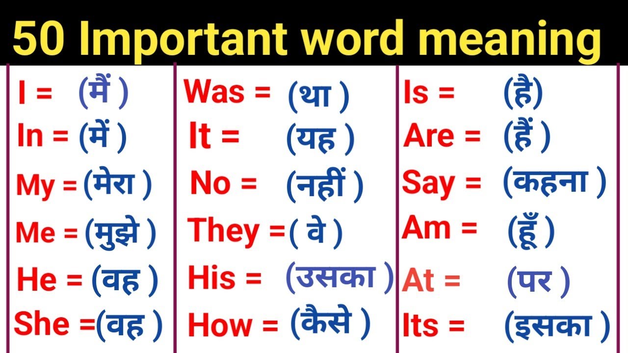 50 Important word meaning । Daily use word meaning/ Basic word meaning ...