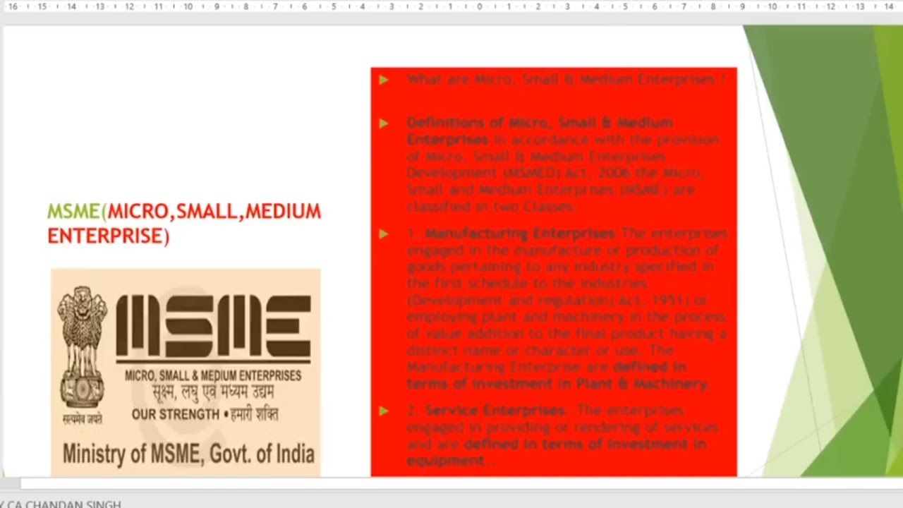 All About MSME MSME Benefits By CA Chandan Singh YouTube all-about-msme-msme-benefits-by-ca-chandan-singh-youtube