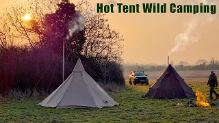 Hot Tent Wild Camping - Tent Stove Oven Cooking & Smoked Chicken
