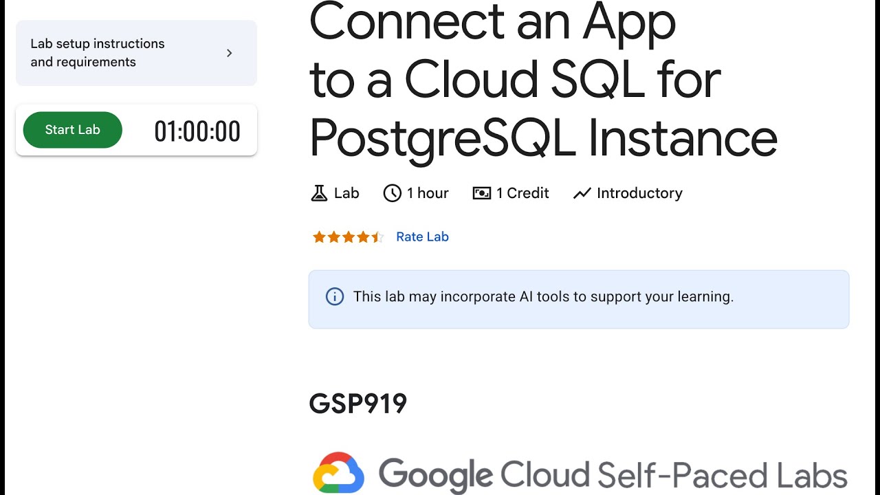 GSP919 - Connect an App to a Cloud SQL for PostgreSQL Instance | Google ...