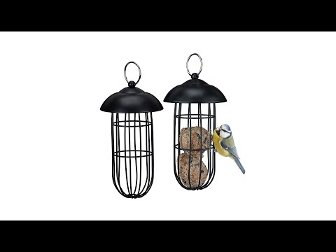 2 Mangiatoie Per Uccelli In Metallo, Da Appendere Con Gancio A S, Per Palle Di Grasso E Cibo, Decorazione Da Giardino, Nero