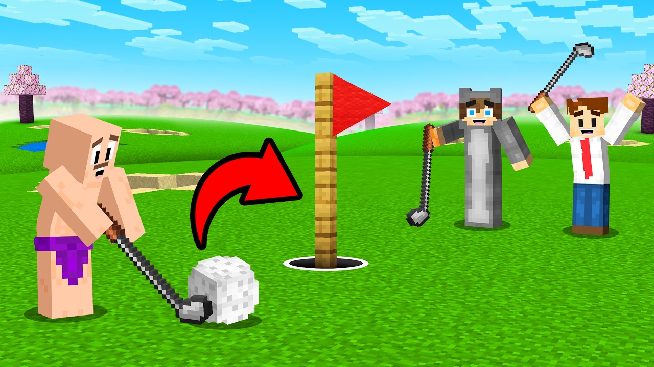 Building a golf course in Minecraft Cherry Island