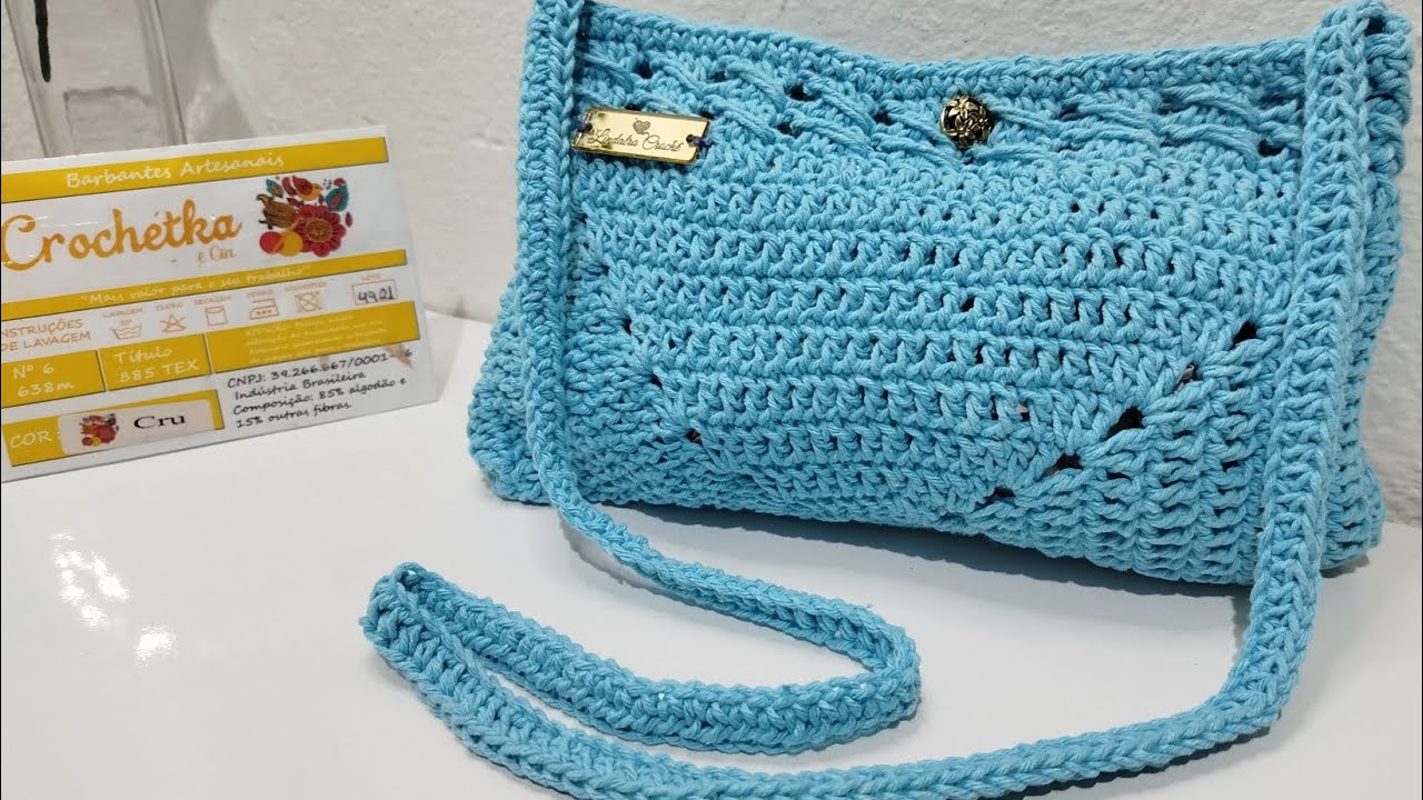 Bolsa de crochê em barbante trançada com um quadrado fácil passo a passo @LindalraBolsasemBarbante 