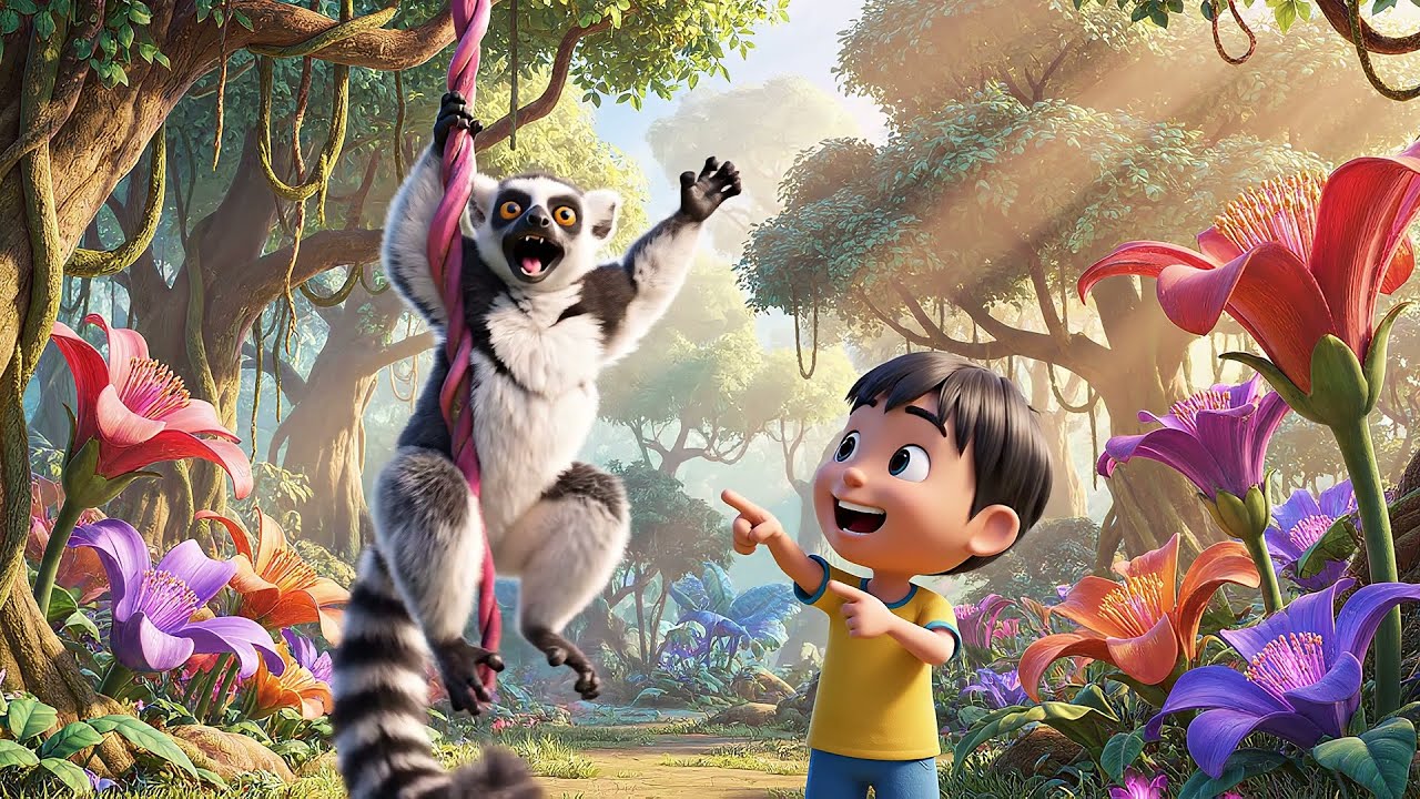 Five Little Lemurs Jump, Jump, Jump | Kids Songs and Nursery Rhymes