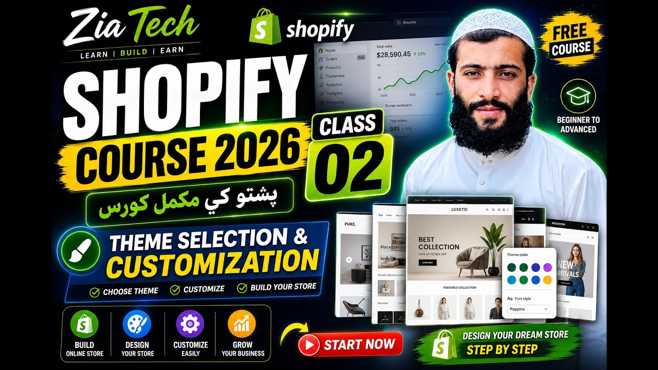 Shopify Full Course 2026 – Class 02 | Theme Selection & Customization ...
