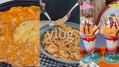 집밥 요리 먹방 vlog | 집밥🍚브이로그인데 이제 외식을 잔뜩 곁들인🤤 | 두찜 마라로제찜닭, 명란새우오일파스타, 뉴욕식핫도그, 초밥, 파르페, 간짜장, 탕수육, 게장정식, 엽닭