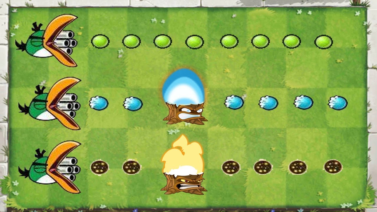 Plants vs Zombies Mod Gatling Pea Angry Birds vs Snow Pea - YouTube