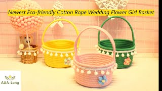 Decorative Cotton Rope wedding Flower Girl Basket Factory, Woven Small Rope Easter Baskets For Kids