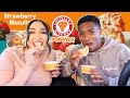 Trying POPEYES New STRAWBERRY BISCUITS! *INTERESTING*