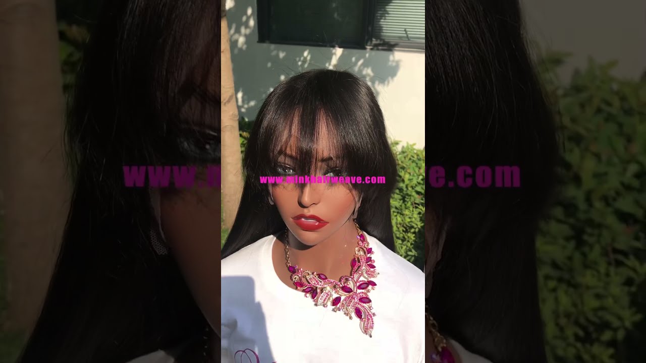 Custom Frontal Wig With Bangs 180% Density Human Hair Lace Wigs