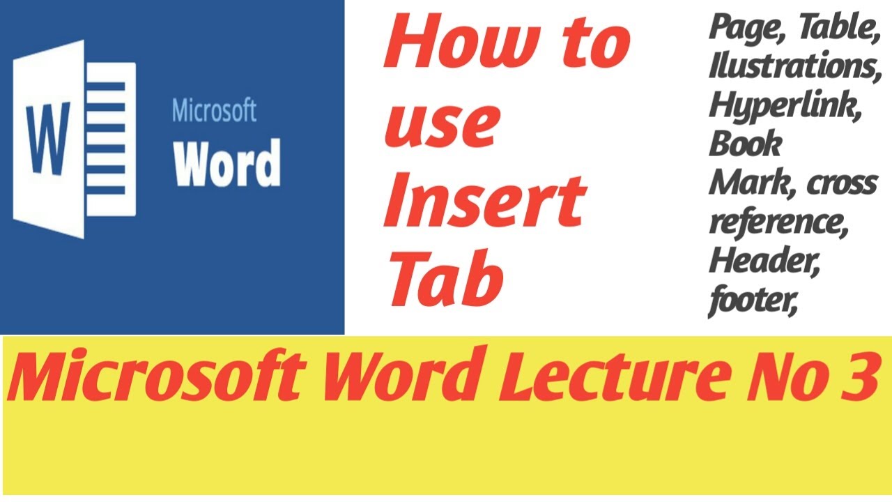 How To Use Insert Tab In Ms WordLecture No.3 inserttable Drawtable CoverPage YouTube