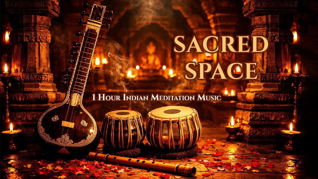 Mystic Indian Temple – Tabla, Sitar & Bamboo Flute Calm | 1 Hour Meditation