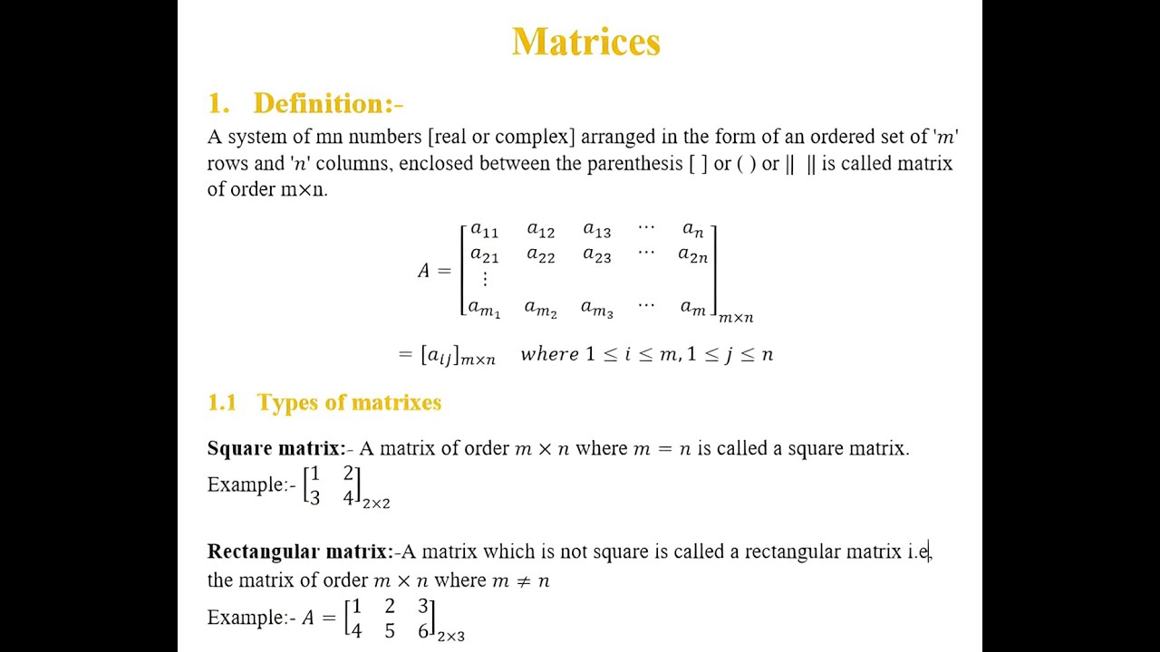 INTRODUCTION TO MATRICES