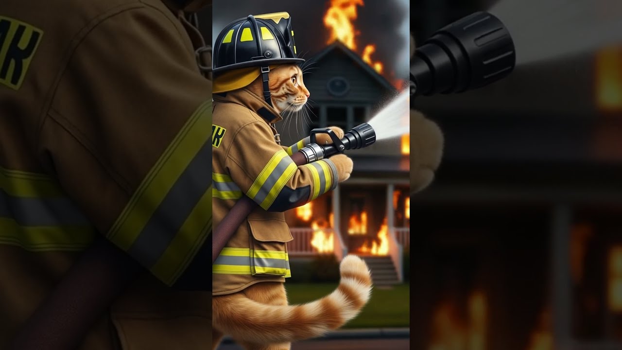 Orange Cat Becomes A FIREFIGHTER The Ending Is EPIC Catshorts Shorts