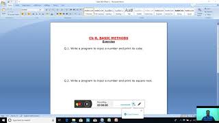 Date-24/11/2020. Class-8. Computer Applications. Ch-8, Basic Methods. Part-3.