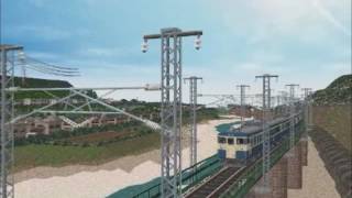 新VRM3★スルーガーター曲線鉄橋115系湘南色、横須賀色すれ違い練習9