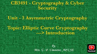 CB3491- Unit-3 Elliptic Curve Arithmetic #Cryptography #computer engineering notes
