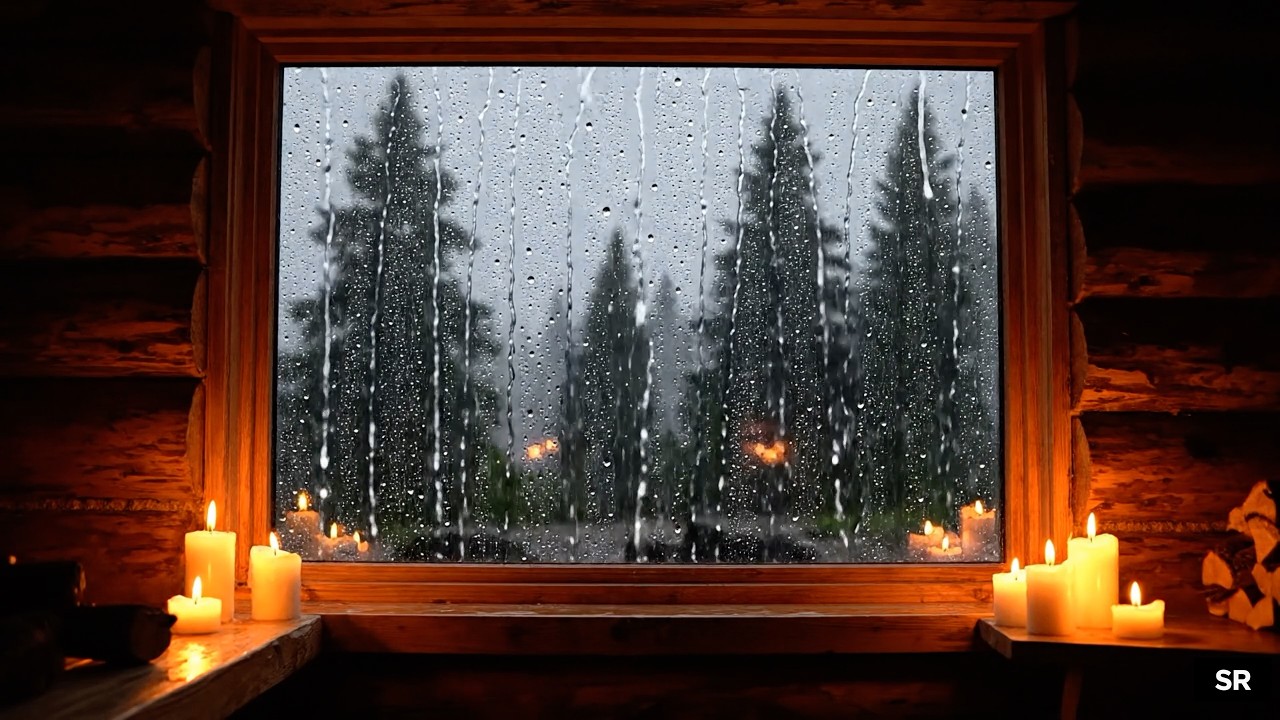 Cozy Forest Cabin Rain & Candles: 1 Hour Deep Relaxation 🌧️🕯️🏡