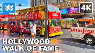 [4K] Hollywood Blvd Walk of Fame in Los Angeles, California USA - Walking Tour Vlog & Travel Guide 🎧