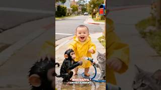 Adek Mandikan Monyet Dan Kucing  shorts youtubeshorts funny