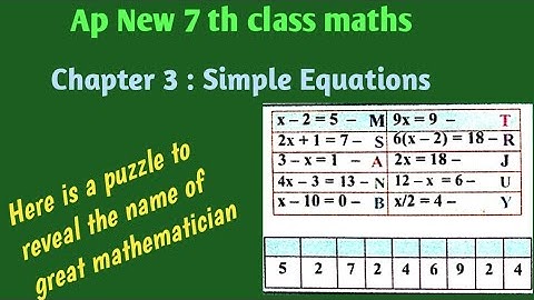 Ap New 7 th class maths/ Simple Equations puzzle time/ Simple Equations for class 7