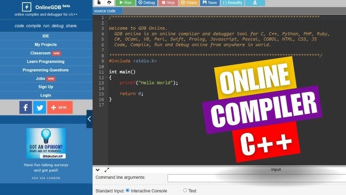 Online C Compiler - online editor - OnlineGDB beta online compiler