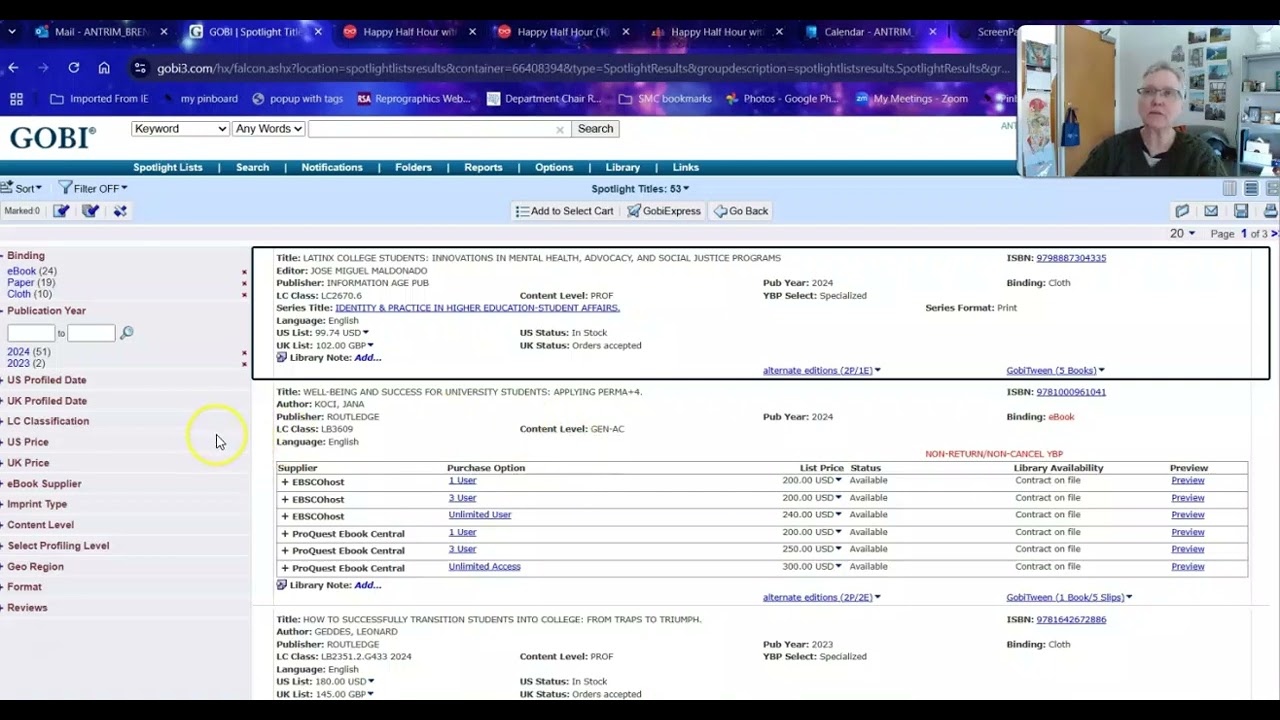 SMC Librarians: Using GOBI Spotlight Lists for collection development