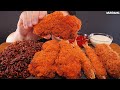 ASMR MUKBANG | Black Bean Noodles &amp; Spicy Fried Chicken Cheese Cutlet EATING 진진짜라 통다리 치킨 새우튀김 먹방!