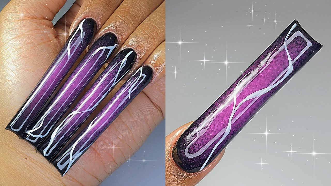 ⛓️💜PURPLE Y2K EXTENDOS💜⛓️| acrylic application + airbrush nail hack!✨