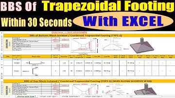 BBS Of Trapezoidal Double Mesh Footing In Excel #TrapezoidalFooting #BBSwith Excel #BBS #civil #jobs