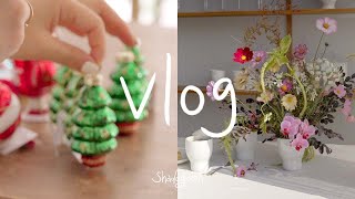 ENG/flower shop vlog | 가을과 겨울 사이의 꽃집 일상, 막바지 가을 원데이클래스준비하기, 크리스마스 오너먼트, 꽃다발, 부케, 꽃바구니, 오버스토리