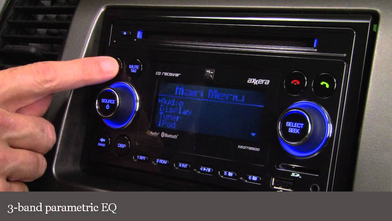 Axxera X2DMA500 CD Receiver Display and Controls Demo