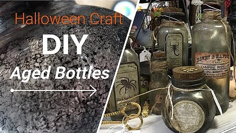 DIY Halloween Aged Apothecary Bottles