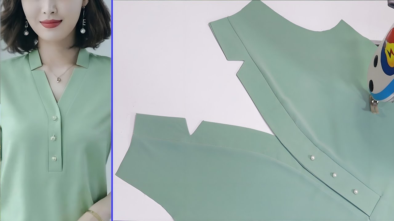 A tutorial for cut and sewing collar V neck design in the best way for beginners