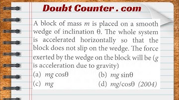 A block of mass m is placed on a smooth wedge of inclination θ. The whole system is accelerated