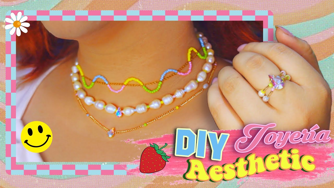 DIY Juego de COLLARES (+anillo) ✨AESTHETIC✨ 🐝 🐸  [CHAQUIRA, cristales & perlas!] ROD ACCESORIOS