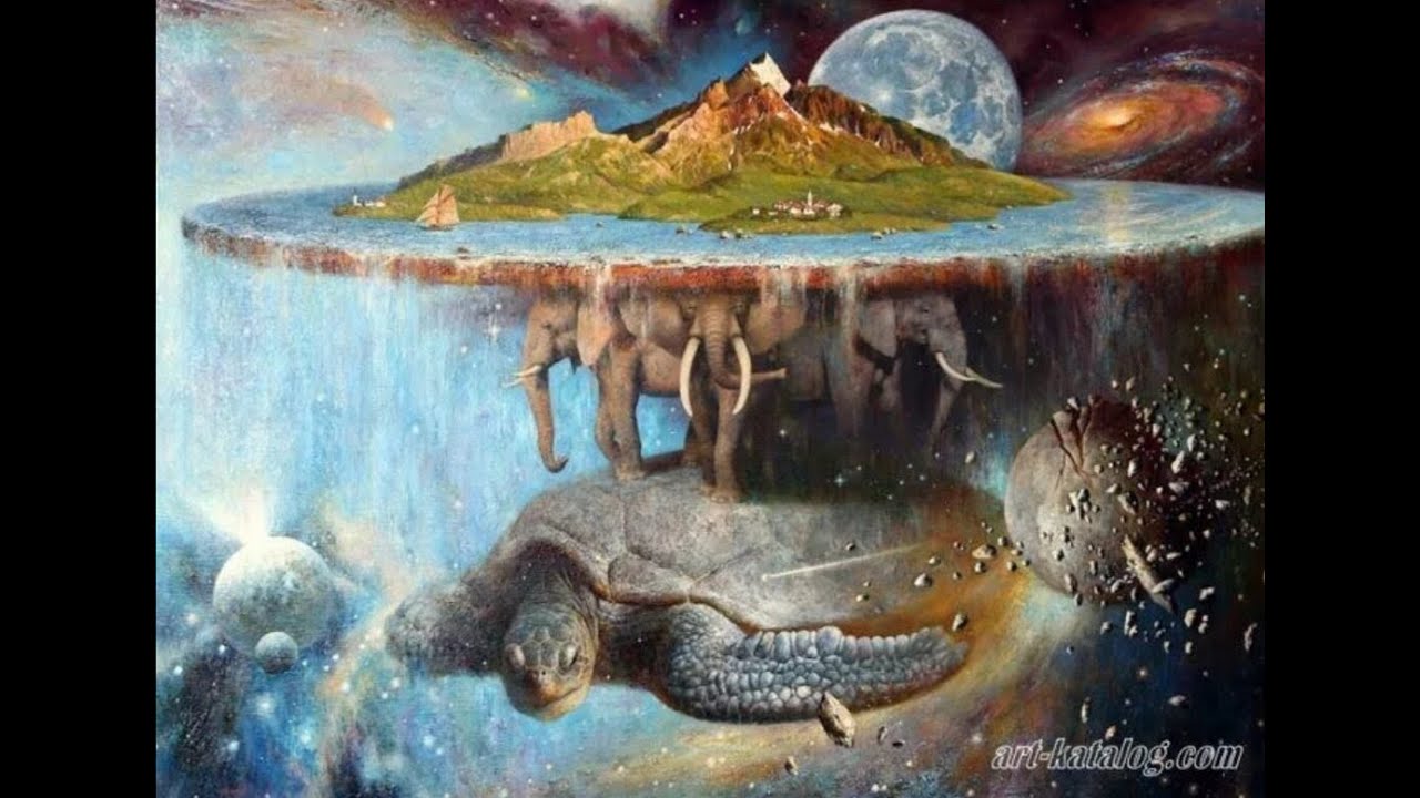 Узнаете творение. Черепаха три слона плоская земля. Плоская земля на трех слонах и черепахе. Земля на слонах. Земля на черепахе.
