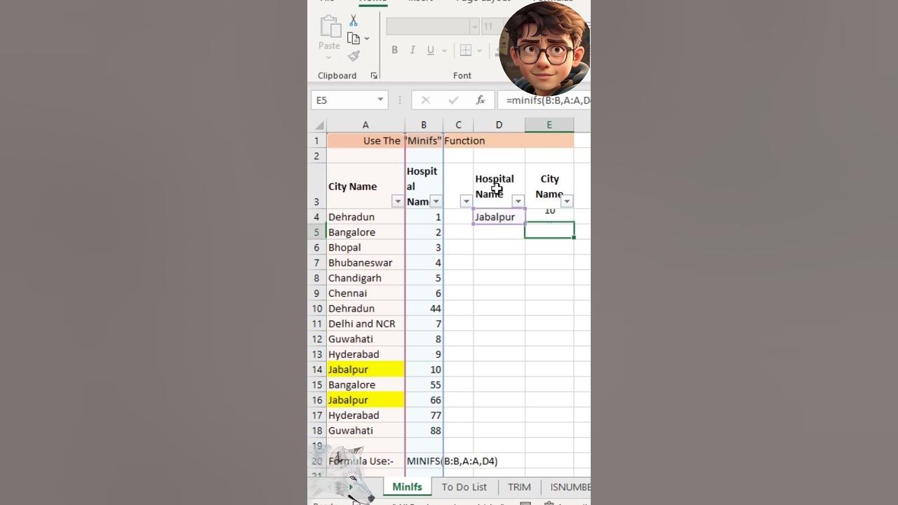 How to use minifs function excel msoffice function microsoftoffice