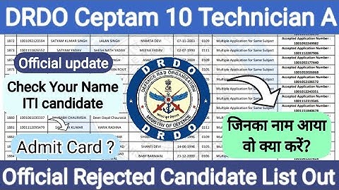 DRDO CEPTAM 10 Rejected List 2022 DRDO Rejected List 2022 CEPTAM 10 Rejected List Technician A