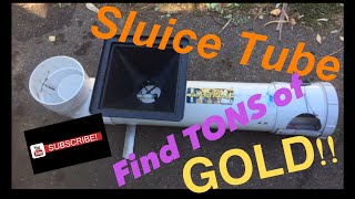 Homemade sluice tube gold trap in action