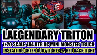 LAEGENDARY TRITON - SCALE RC MINI MONSTER TRUCK INSTALLING GREEN LIGHTS NEW ENGLAND RC