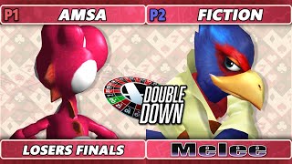 Double Down 2022 Losers Finals - Fiction (Falco) Vs. aMSa (Yoshi) SSBM Melee Tournament